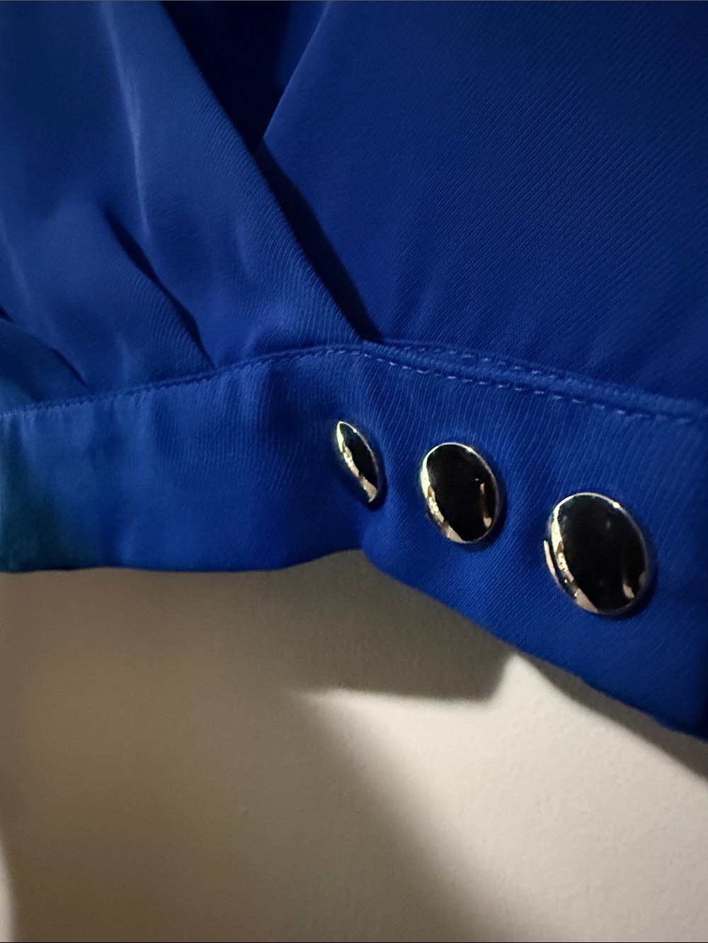 bebe Cobalt Blue Wrap-Front Long Sleeve Blouse - Picture 4 of 4